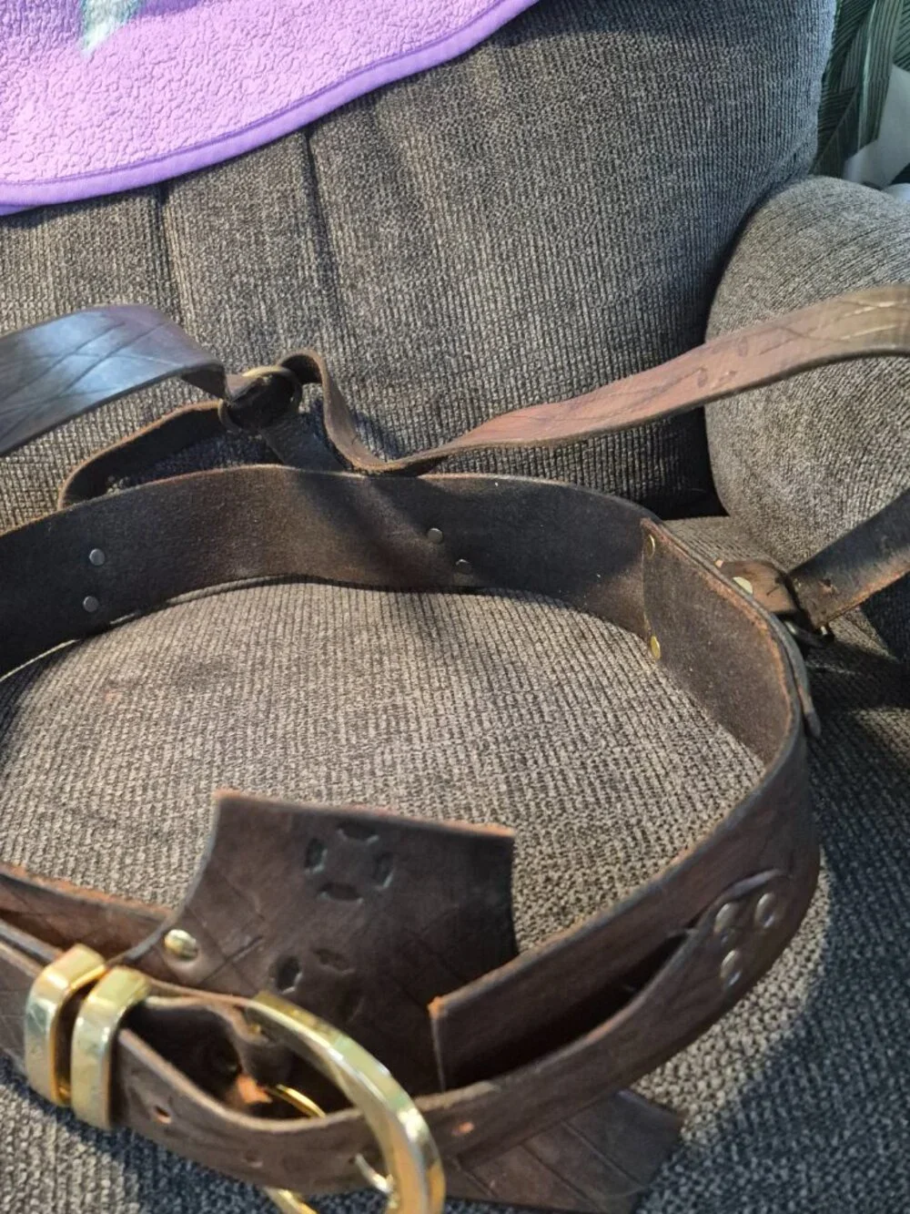 Vintage Steampunk Brown Leather Body Harness & Utility Belt Rig 56